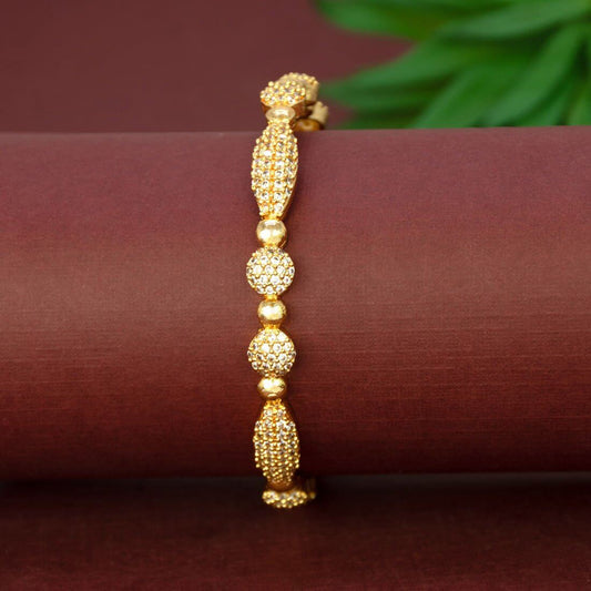 Elegant Gold Plated Designer Stone Bangle - K Supreme