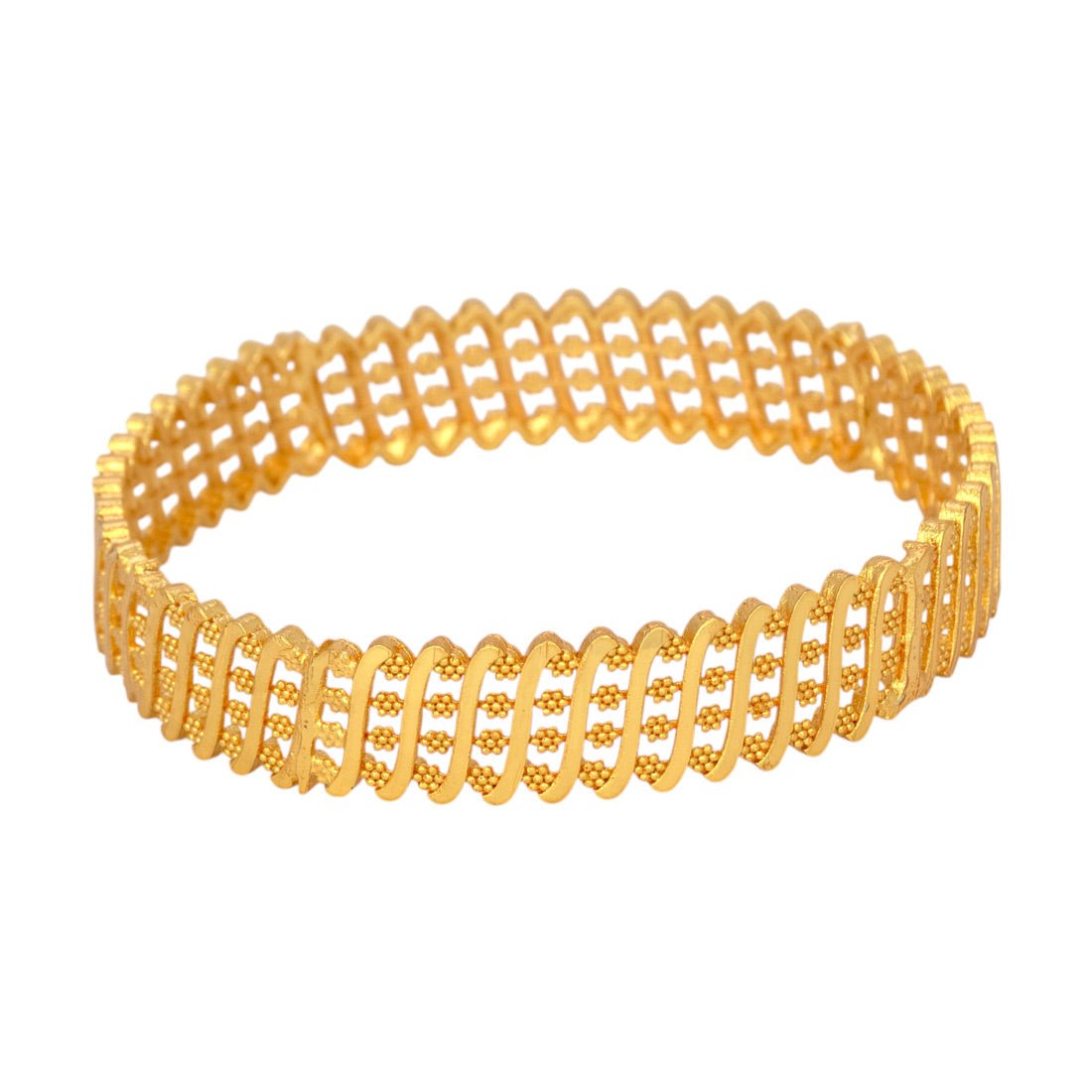 Elegant Gold Plated Floral Designer Bangle for Women, intricately designed medium bangle perfect for daily wear.