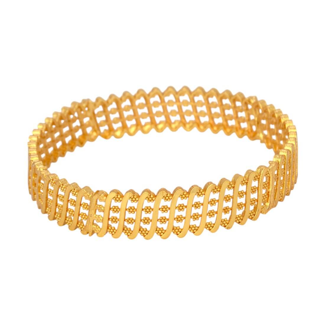 Elegant Gold Plated Floral Designer Bangle for Women, intricately designed medium bangle perfect for daily wear.