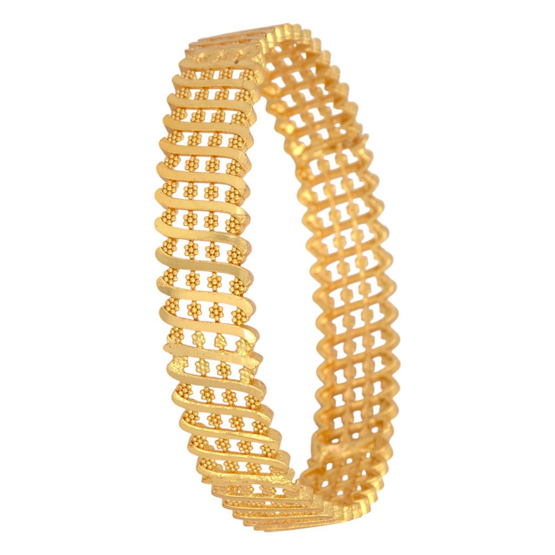 Elegant Gold Plated Floral Designer Bangle for Women in intricate gold cut work design.