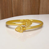 Elegant Gold Plated Floral Heart Open Bangle - KSupreme