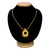 Elegant Gold Plated Green Enamel Pendant Necklace - K Supreme