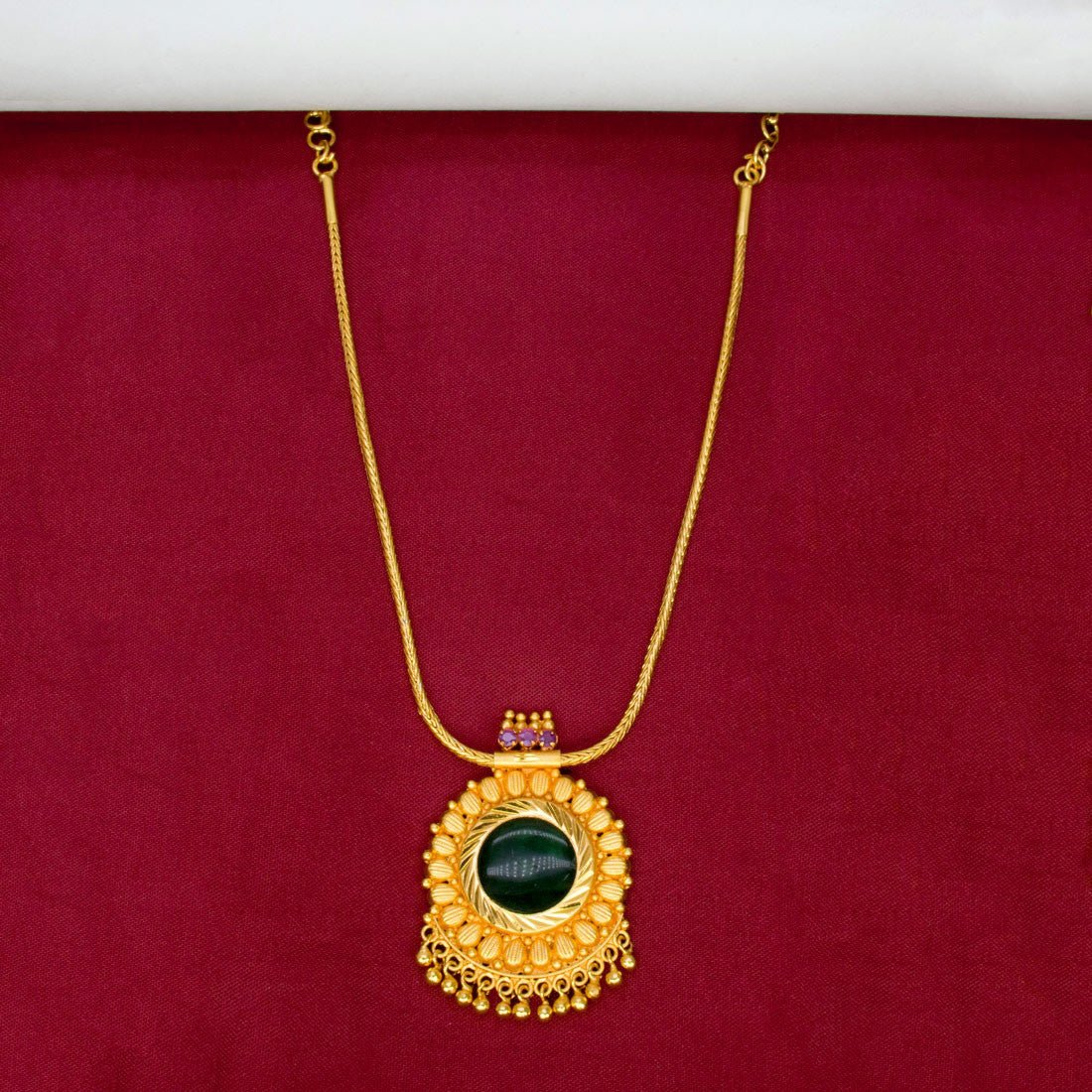 Elegant Gold Plated Green Enamel Pendant Necklace - K Supreme