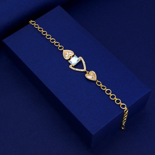 Elegant Gold Plated Hearts Cubic Zirconia Bracelet - KSupreme