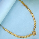 Elegant Gold Plated Leaves Design Stone Necklace - K Supreme
