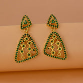 Elegant Gold Plated Triangular Stone Earrings - K Supreme