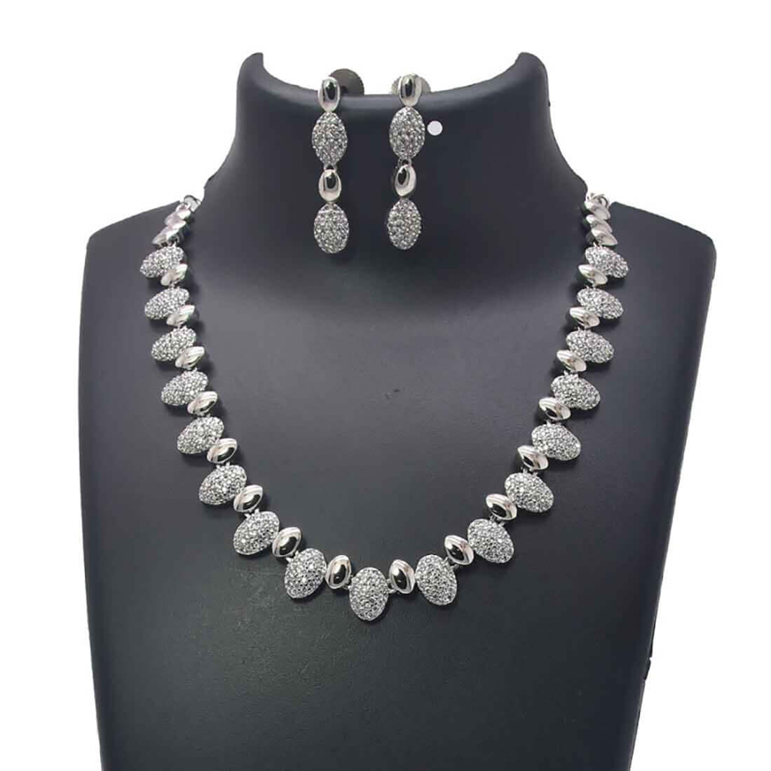 Elegant Simple Oval Shape Zircon Necklace Set - K Supreme