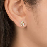 Elegant Small Gold Plated Sparkling Floral CZ Heart Studs - K Supreme