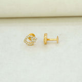 Elegant Small Gold Plated Sparkling Floral CZ Heart Studs - K Supreme