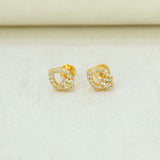 Elegant Small Gold Plated Sparkling Floral CZ Heart Studs - K Supreme
