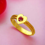 Elegant Stone Studded Heart Coir Finger Ring - K Supreme