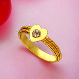 Elegant Stone Studded Heart Coir Finger Ring - K Supreme