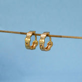 Elegant Wavy Design Gold Plated Hoop Earrings - K Supreme