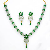 Enchanting Gold - Plated Emerald American Diamond Necklace Set - K Supreme