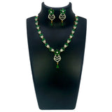 Enchanting Gold - Plated Emerald American Diamond Necklace Set - K Supreme