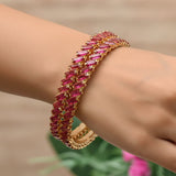 Enchanting Rose Gold Plated Zircon Bangles - K Supreme