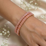 Enchanting Rose Gold Plated Zircon Bangles - K Supreme