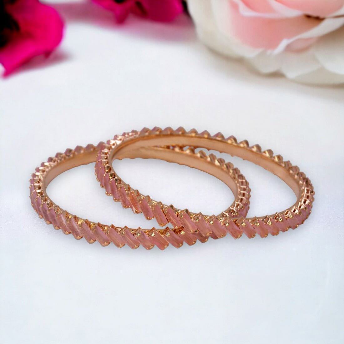 Enchanting Rose Gold Plated Zircon Bangles - K Supreme