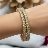 Enchanting Rose Gold Plated Zircon Bangles - K Supreme