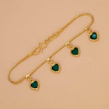 Endearing Gold Plated Stone Heart Charm Bracelet - K Supreme