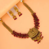 Ethnic Antique Gold Plated Crystal Lakshmi Necklace Set - KSupreme