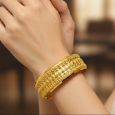 ethnic gold plated broad designer bridal bangle