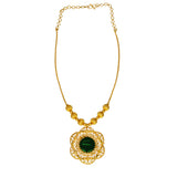Ethnic Gold Plated Enamel Floral Pendant Necklace - K Supreme