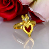 Ethnic Gold Plated Heart Enamel Finger Ring - KSupreme