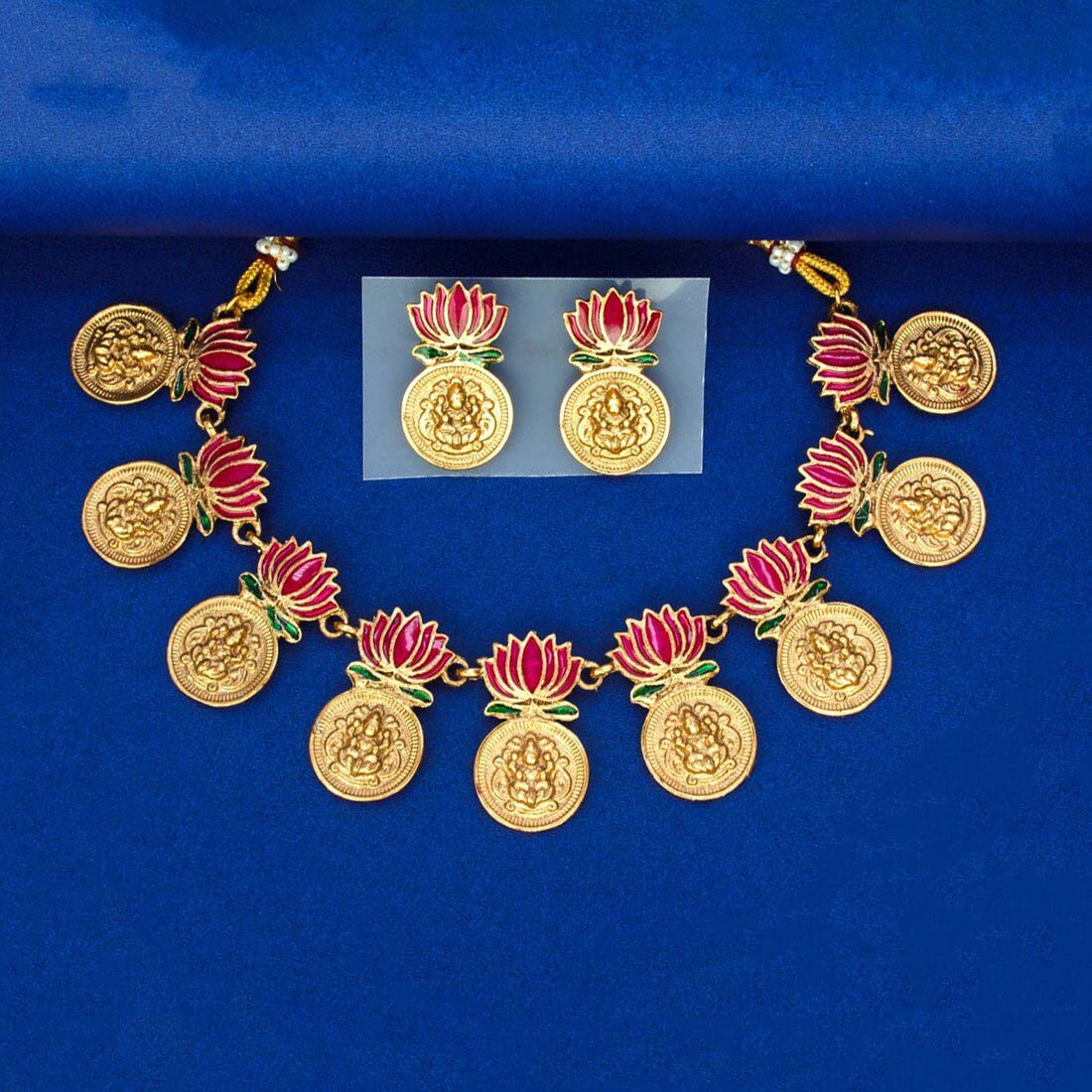Ethnic Lakshmi Kasu Lotus Necklace Set - KSupreme