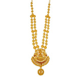 Ethnic Matte Gold Plated Lakshmi Kasu Long Necklace - K Supreme