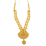 Ethnic Matte Gold Plated Lakshmi Kasu Long Necklace - K Supreme