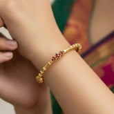 Exquisite Gold Plated Floral Ruby Stone Bangle - K Supreme