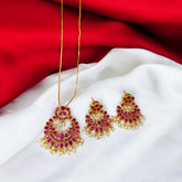 Exquisite Gold Plated Synthetic Stone Pendant Set - K Supreme