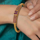 Exquisite Matte Gold Plated Ruby Designer Bangle - K Supreme