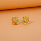 Fabulous Gold Plated Floral CZ Stud Earrings - K Supreme
