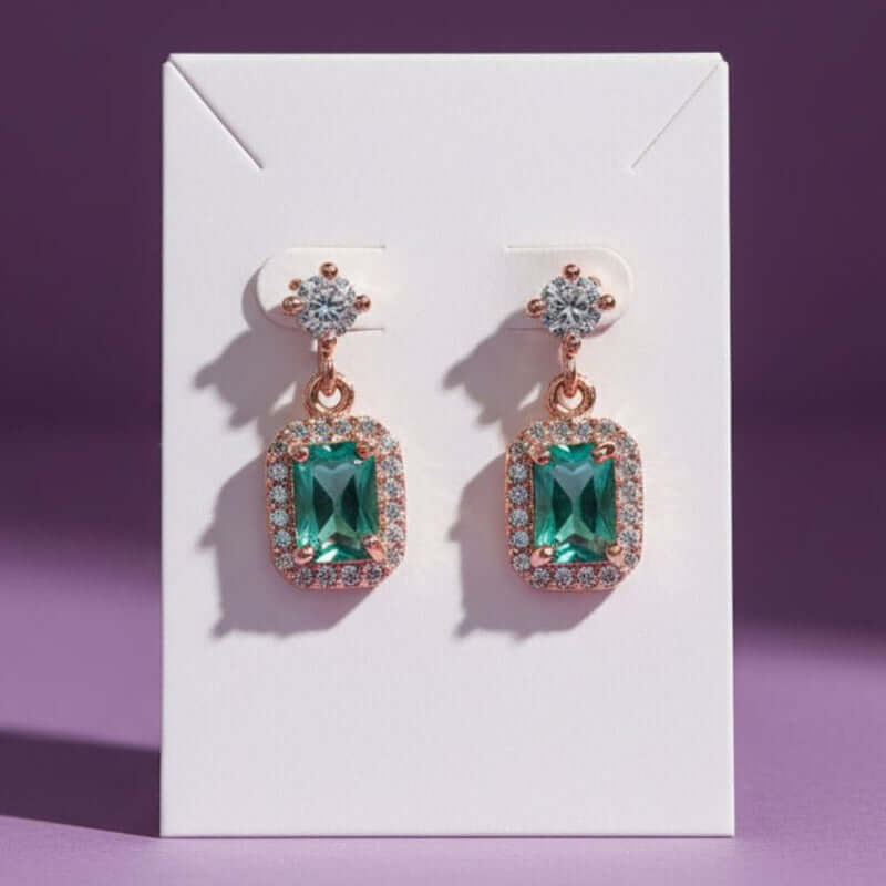 Fashionable CZ Square Stone Drop Earrings - K Supreme
