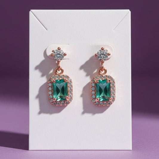 Fashionable CZ Square Stone Drop Earrings - K Supreme