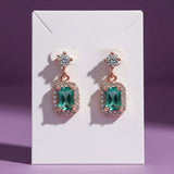 Fashionable CZ Square Stone Drop Earrings - K Supreme