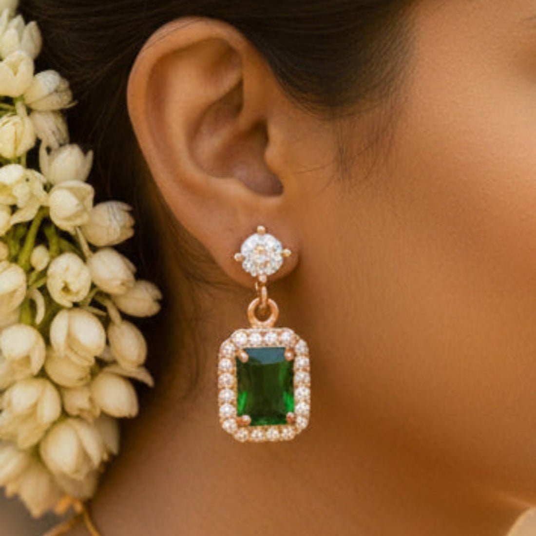 Fashionable CZ Square Stone Drop Earrings - K Supreme