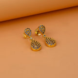 Fashionable Gold Plated Teardrop Stone Drop Earrings - K Supreme