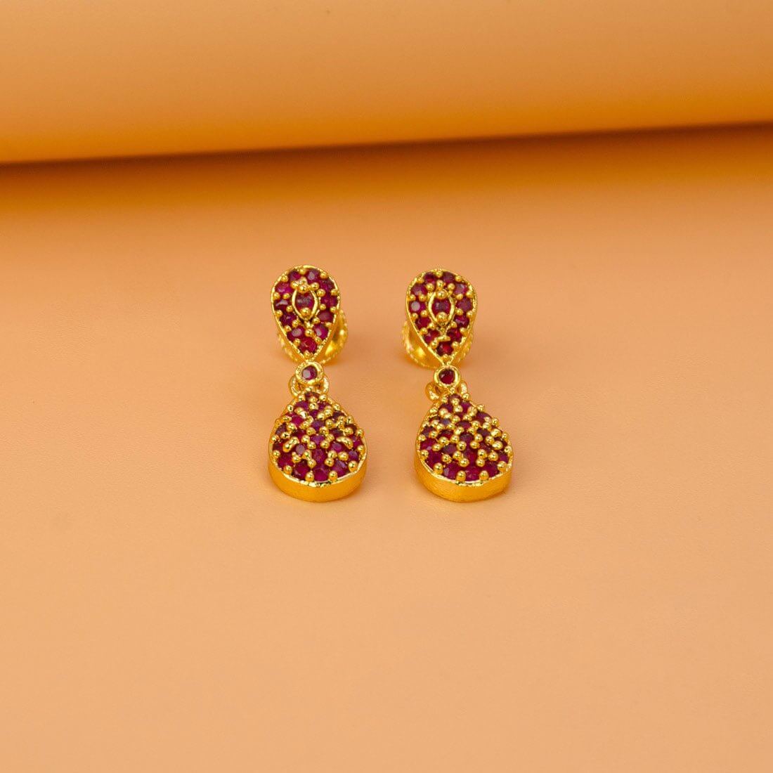 Fashionable Gold Plated Teardrop Stone Drop Earrings - K Supreme