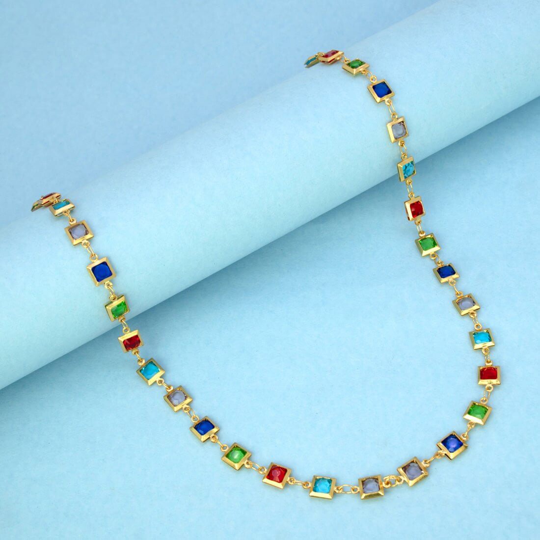 Fashionable Light - weight Multi - colour Stone Chain - KSupreme