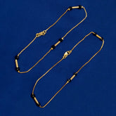 Gold Plated Black Crystal Designer Chain Anklets Payal - KSupreme