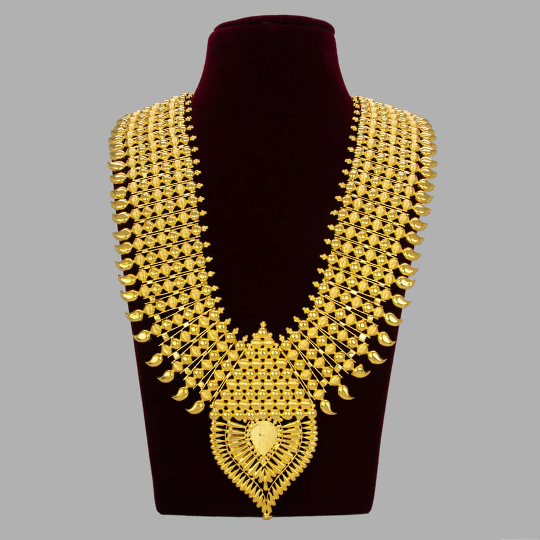 Gold Plated Broad Bridal Mango Long Necklace - K Supreme