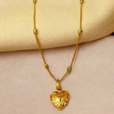 Gold Plated Delicate Chain With Small Intricate Heart Pendant - K Supreme