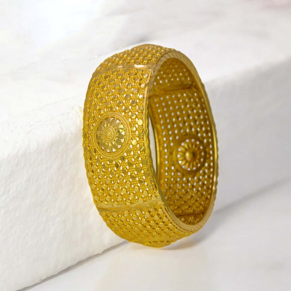 Gold Plated Designer Broad Wedding Bangle - K Supreme