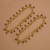 Gold Plated Double Curb Link Red Crystal Anklets - K Supreme