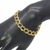 Unisex Gold Plated Double Link Charm Bracelet