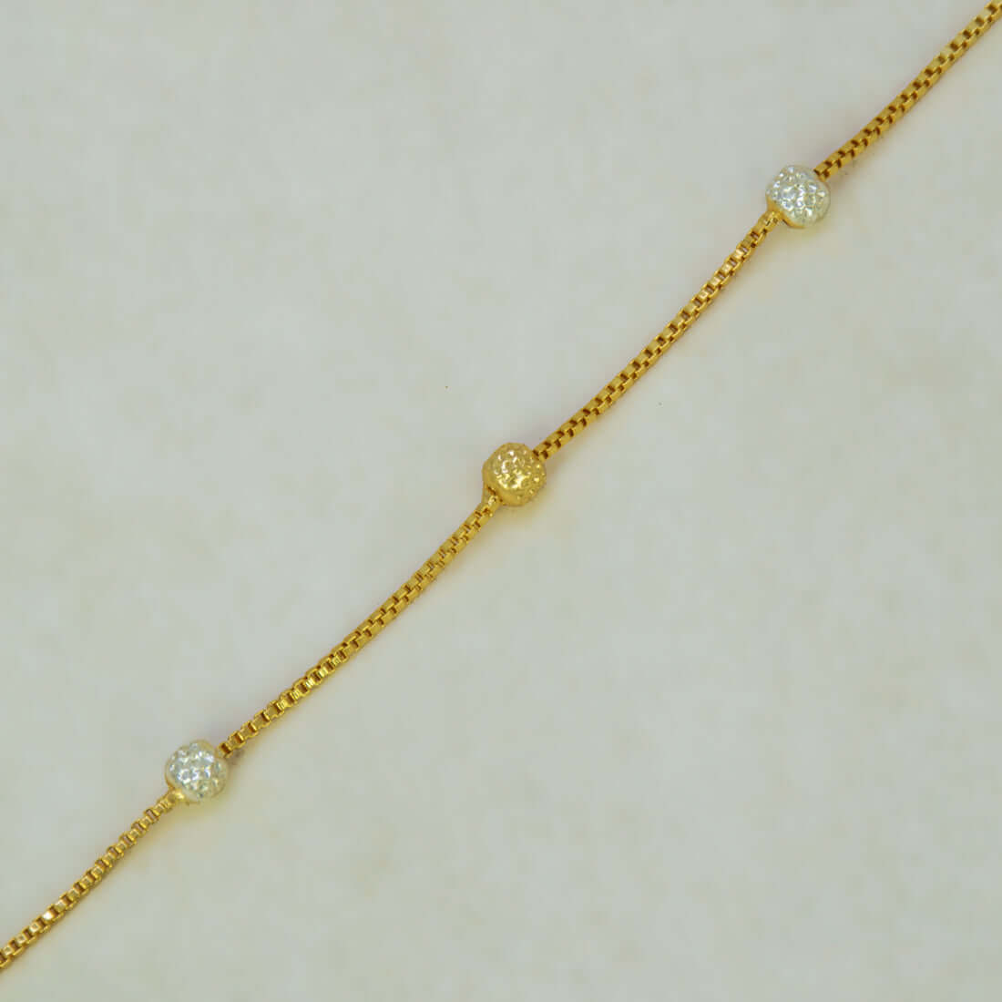 Gold Plated Dual Tone Bead Box Chain Bracelet - K Supreme