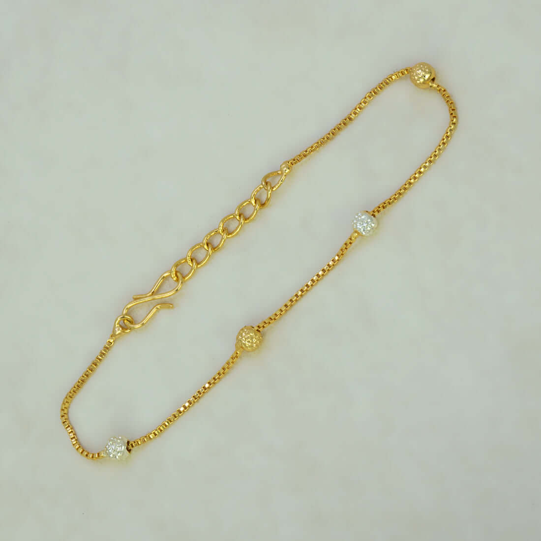 Gold Plated Dual Tone Bead Box Chain Bracelet - K Supreme
